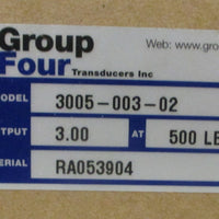 Group Four 300500302 Load Cell Transducer 3.00 Output at 500 LB