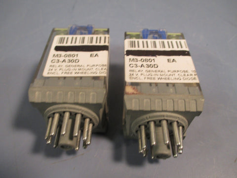 Lot of (2) Comat General Purpose Relay, 10A, 380VAC, 24V  C3A 30D