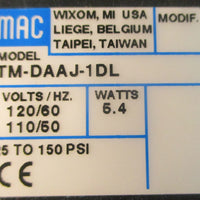 Mac 82AEC000TMDAAP1DL Solenoid Valve Vac  150PSI TMDAAJ1DL