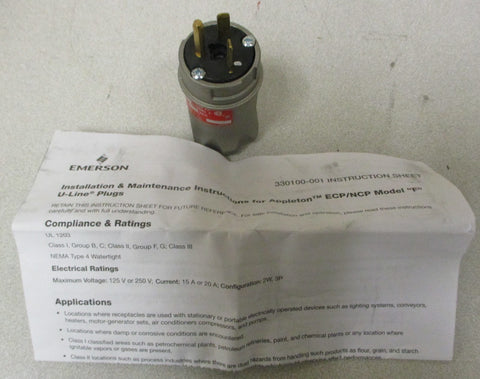 Appleton ECP-2023 Explosion Proof Electrical Plug Aluminum 20A 125VAC Watertight