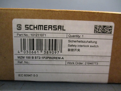 Schmersal Part# 101211071 Safety Interlock Switch, Sensor MZM100BST21P2PW2REMA