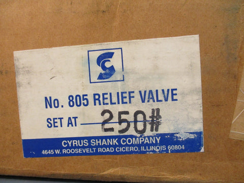 Cyrus Shank 805, Relief Valve, 1" Inlet, 250 PSIG, 1184 SCFM