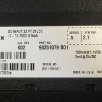 Allen Bradley 1756IB32 Ser A ControlLogix DC Input 32 PT 96251079 B01, F/W 2.7