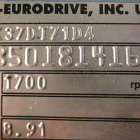 Sew Eurodrive DFT71D4 Gearmotor K37DT71D4 8.91:1 1700/191RPM 1" Shaft Dia