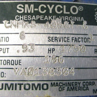 Sumitomo SmCyclo CNHXS4090Y6 Gear Reducer 11/8" Shaft Dia 1750RPM 0.93HP