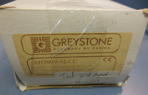 Greystone RH200W02CC Humidity Transducer Duct 2% WP Enclosure Conformal Coat
