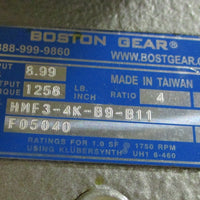 Boston Gear SBKHMRF75280KB9G 80:1 Gear Reducer w/ HMF34KB9B11 4:1