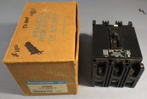 Westinghouse EHB3050L Circuit Breaker 3-Pole 50 A 480 VAC NOS