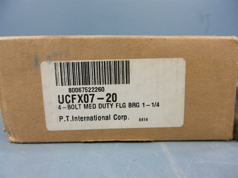 NIB UCFX07-20 PTI ISO 9001 4 Bolt Flange Block Mounted Bearing