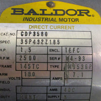 Baldor CDP3580 DC Industrial Motor 35P432Z185 1.5HP 2500RPM 7/8" Shaft Dia