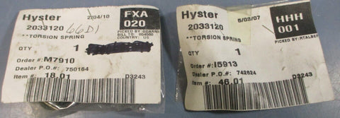 (Lot of 2) Hyster 2033120 Torsion Spring For Forklift