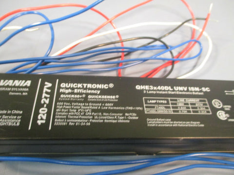 SYLVANIA Quicktronic High Efficiency 120277V Ballast QHE3X40DL UNV ISNSC