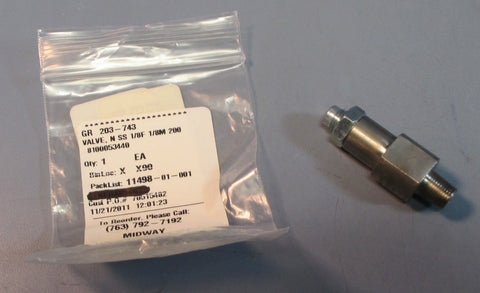 Graco 203743 Restrictor Valve Stainless 1/8"F & 1/8"M, WPR 200 PSI NIB