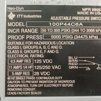 ITT NeoDyn 100P44C6A Adjustable Pressure Switch 50 to 300 PSIG 125VDC 250VAC