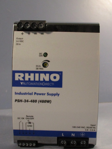 RHINO/Automation Direct Industrial Power Supply 100-240VAC PSH-24-480 (480W)