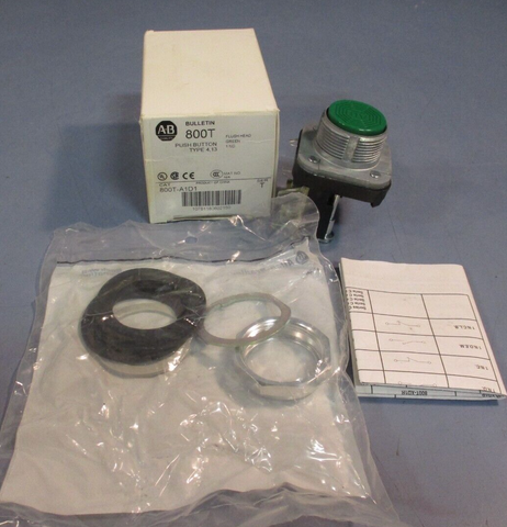 Allen Bradley Momentary Flush Head Green Pushbutton 1 Pole Series T 800T-A1D1