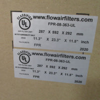 Lot of 2 FlowAirFilters Air Filter Unit 11.3" x 23.3" x 11.5" Inch FPR08363UL