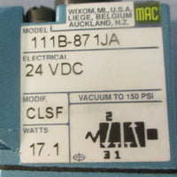Mac Valves 111B-871JA Solenoid Valve 24 Volts DC 17.1 W 111B-871JA=CLSF