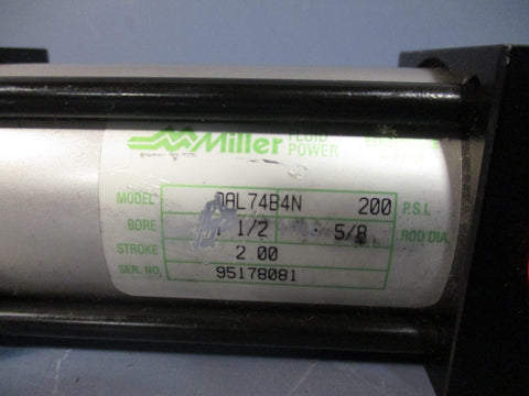 MILLER FLUID POWER PNEUMATIC CYLINDERS 200 PSI, 2" STROKE, 1 1/2" BORE DAL74B4N
