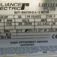 Reliance Electric P14X4510P Easy Clean Plus Duty Master AC Motor 7/8" Shaft Dia