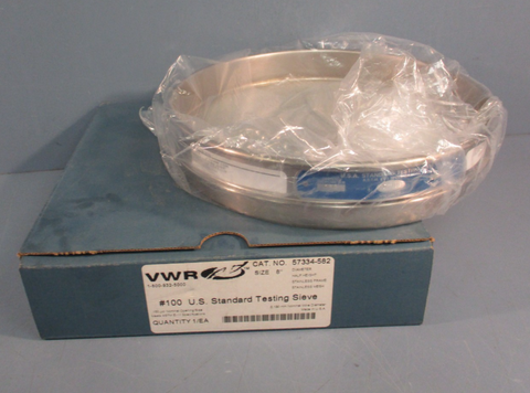 VWR 57334582 #100 U.S. Standard Testing Sieve 8" Dia 0.100mm Wire Dia Stainless