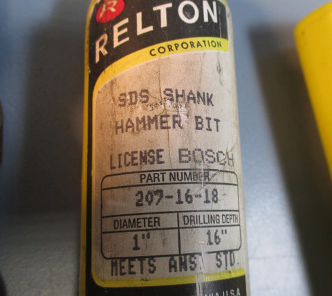 Relton SDS Shank Hammer Bit 2071618 1" Dia. & 16" Drilling Depth Used