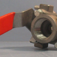 Worcester T4466TSE 3 Way Ball Valve 400F Max Temp 1" ID Threaded