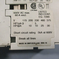 AllenBradley 100C37Z*00 Contactor Ser C 600V AC Max 5kA 60A