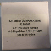 Miljoco P150806 Pressure Gauge 1.5" Length 0160PSI 010bar 1/8" NPT Lot of 4