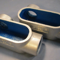 Lot of 2 Thomas & Betts 2" LL67 Form 7 Conduit Body Gray Iron w/ Zinc Plating