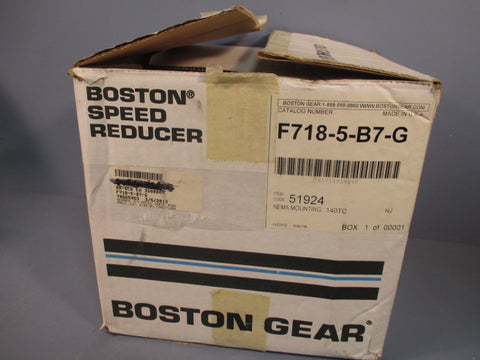 Boston Gear Right Angle Worm Gear Speed Reducer 2.0 HP 5:1 Ratio F7185B7G