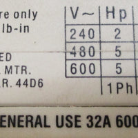 Allen Bradley 194EA321752 Ser B Disconnector Switch 32A 600VAC Missing Screws