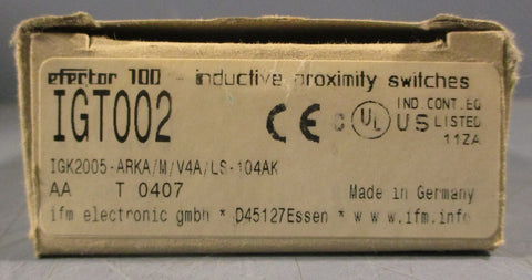 Ifm Efector 100 IGT002 Inductive Proximity Switch IGK2005ARKA/M/V4A/LS104AK