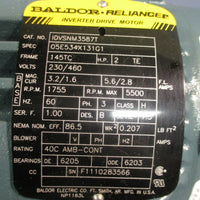 BALDOR INVERTER DRIVE MOTOR FR:145TC HP:2 RPM:1755, 3 Phase  IDVSNM3587T