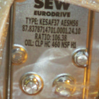 Sew Eurodrive KESAF37AESM56 Gearbox 56C Ratio 106.38:1 87.8378714701.0001.24.10