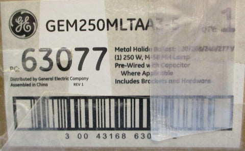 GE 63077 Metal Halide Ballast Kit 120/208/240/277V GEM250MLTAA3-5 250W