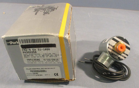 Parker PM3S5250AB6B6J Solenoid Valve 120/60V 80125psi 11W 1/163/32 Orifice