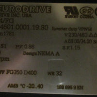 Sew Eurodrive DRN180L4/FG 3-Phase Motor 30HP 1781RPM 230/460V 1-1/4" Shaft Dia
