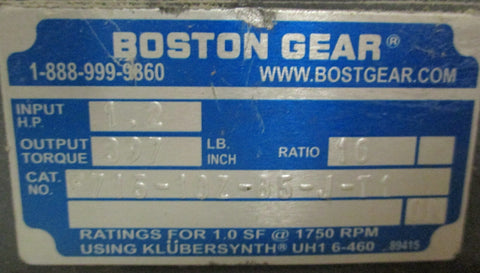 Boston Gear 100 Series F715-10Z-B5-J-T1 Speed Reducer 3/4" Shaft Dia 5/8" Bore