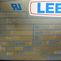 Leeson C032027 Motor 2 HP 1165 RPM 184TCZ Frame and 208 230/460 Volt