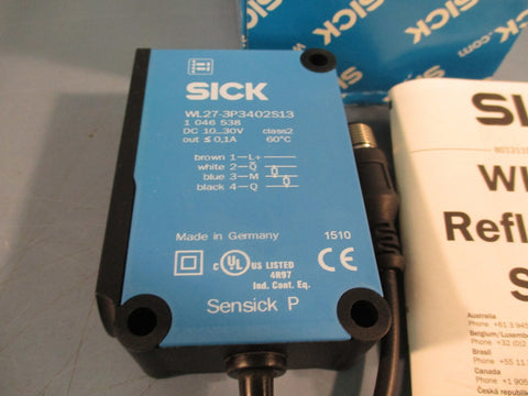 SICK WL27-3P3402S13 Photoelectric Sensor Switch 1046538, 10-30vdc 100ma 0.5-4.5m