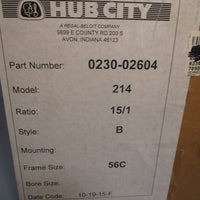 Hub City Gearbox Single Reduction Box Ratio 15:1 214 Style B 56C 023002604