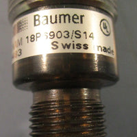 Baumer 18P6903/S14 Ultrasonic Proximity Sensor 4 In Length 18mm Dia