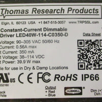 Thompson Research LED40W-114-C0350-D Constant-Current Dimmable LED Driver 40W
