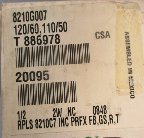 ASCO Redhat 8210G007 Solenoid Valve 1/2" 120/110V 60/50Hz