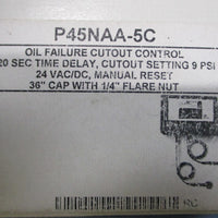 Johnon Controls P45NAA5C Oil Failure Cutout Control 36" Cap 1/4" Flare Nut 9PSI
