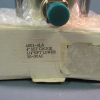 KPA 4" SST DUAL SCALE GAUGE 1/4" NPT LOWER 40014LA 300VAC 30 to 0