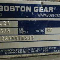 Boston Gear 72640STB5J3 Gear Reducer 40:1 Ratio 1 1/8" Shaft Dia 5/8" Bore