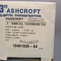 Ashcroft 3" BiMetal Thermometer Type: EI Stem Length 6 In 1048180884