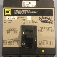 Square D FAL34020 Circuit Breaker 20A 50/60Hz 3 Pole 480V 6" Length